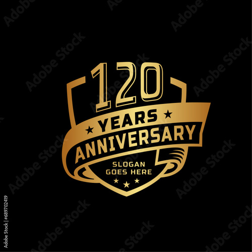120 years anniversary celebration design template. 120th anniversary logo. Vector and illustration.