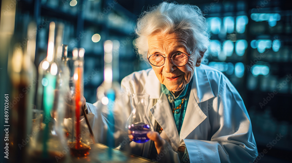 oldest woman do an experiment in a scientist's laboratory oldest woman do an experiment in a scientist's laboratory