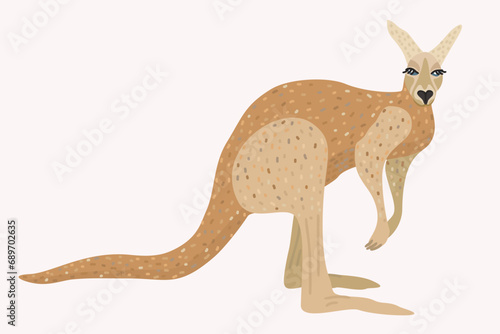 Vector cute illustration of wallaby isolated on light background.