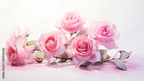A group of pink roses sitting on top of a table
