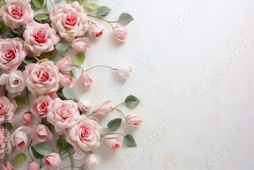 A bunch of pink roses on a white background © pham