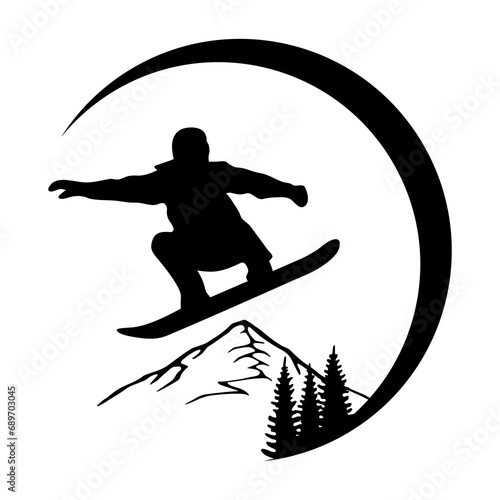 Snowboarder, Snowboard Jump, Hand Drawn Vector Illustration