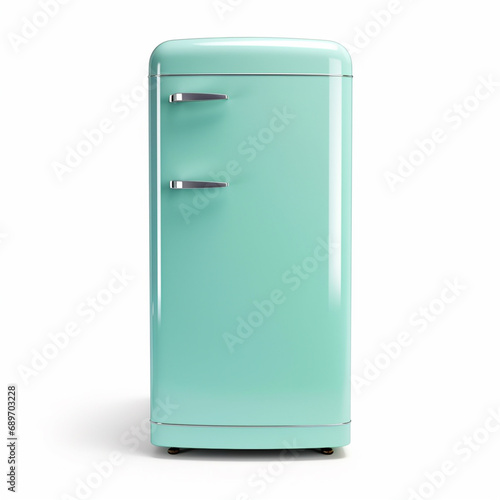 Blue color fridge on isolated white background - ai generative