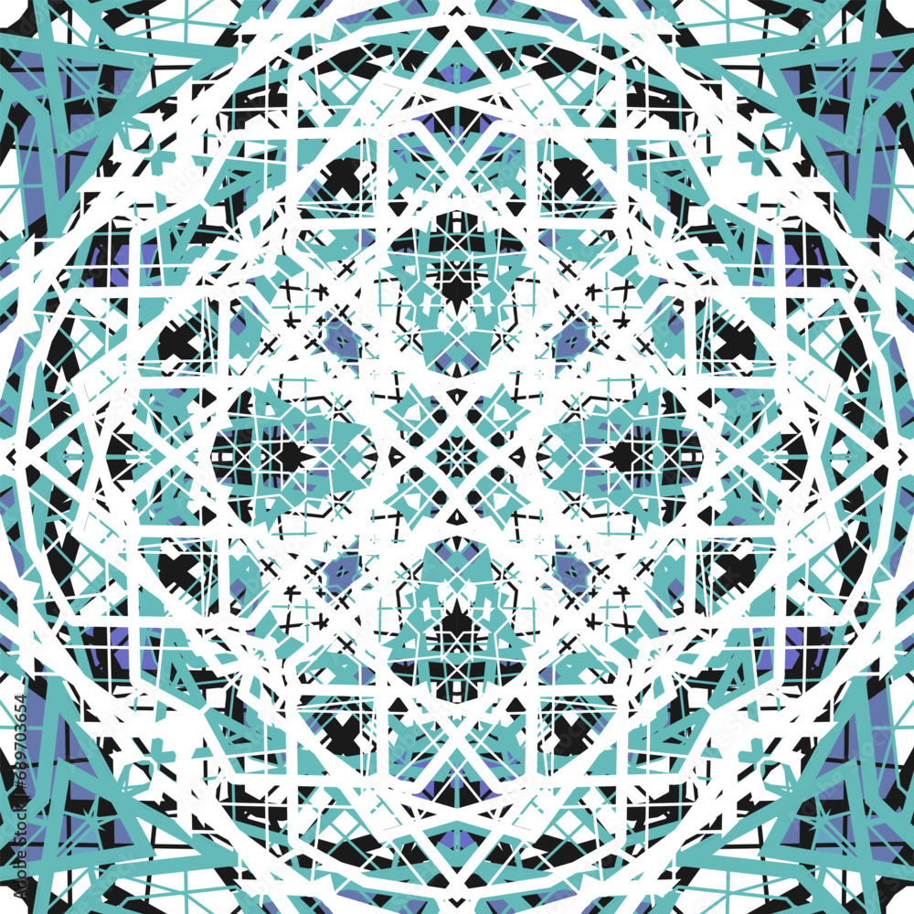 Seamless pattern with a complex geometric structure. The color palette ...