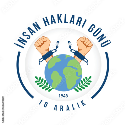 10 Aralık Uluslararası insan Hakları Günü. Translate: Human Rights Day  December 10, vector Illustration