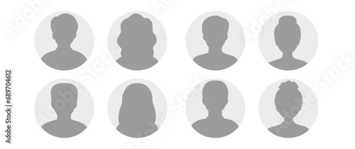 Vector flat illustration in grayscale. A set of eight business user profiles. Men and women profile icon. Suitable for social media profiles, icons, screensavers and as a template.