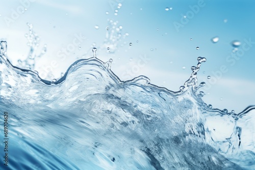 A close up of water with a blue sky in the background