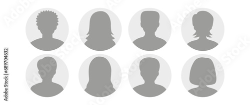 Vector flat illustration in grayscale. A set of eight business user profiles. Men and women profile icon. Suitable for social media profiles, icons, screensavers and as a template.