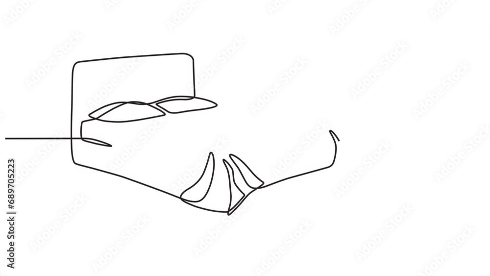 Continuous line animation video of furniture concept for double bed ...