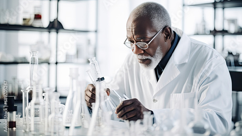 oldest man do an experiment in a scientist's laboratory