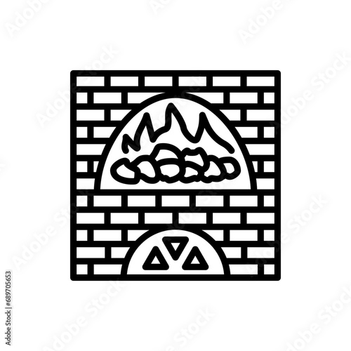 Stone oven vector icon. Furnace for smelting metal. Making pizza, bread, pastries. Simple vector sign on white background. For design, web, infographics, applications.