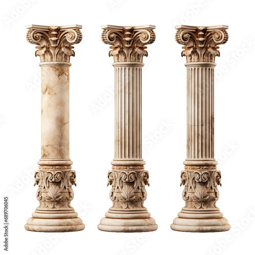 Antique Column set on white background