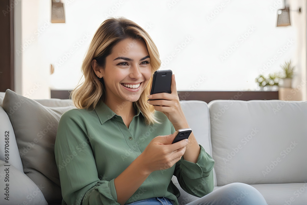 ai generative, beautiful woman is enjoying the excitement of using a cellphone ai generative, beautiful woman is enjoying the excitement of using a cellphone
