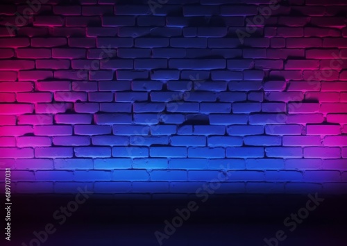 Lighting Effect purple and blue brick wall background for showing products 
