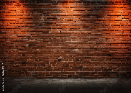 Front view Old red orange brick wall texture background