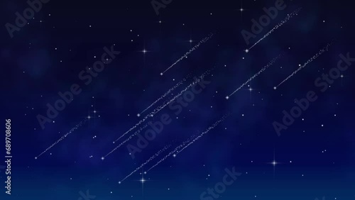 星が瞬く夜空と流れ星のCG動画背景　ループ
