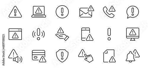 Warning thin line icon set. warning sign. Attention, caution symbol. Vector