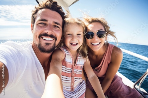 a family taking a selfie onboard a boat