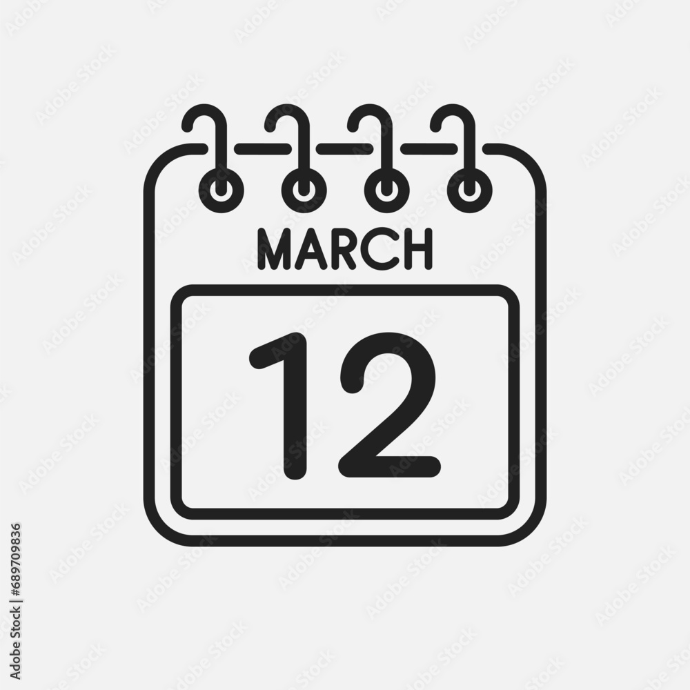 Icon page calendar day - 12 March Icon page calendar day - 12 March