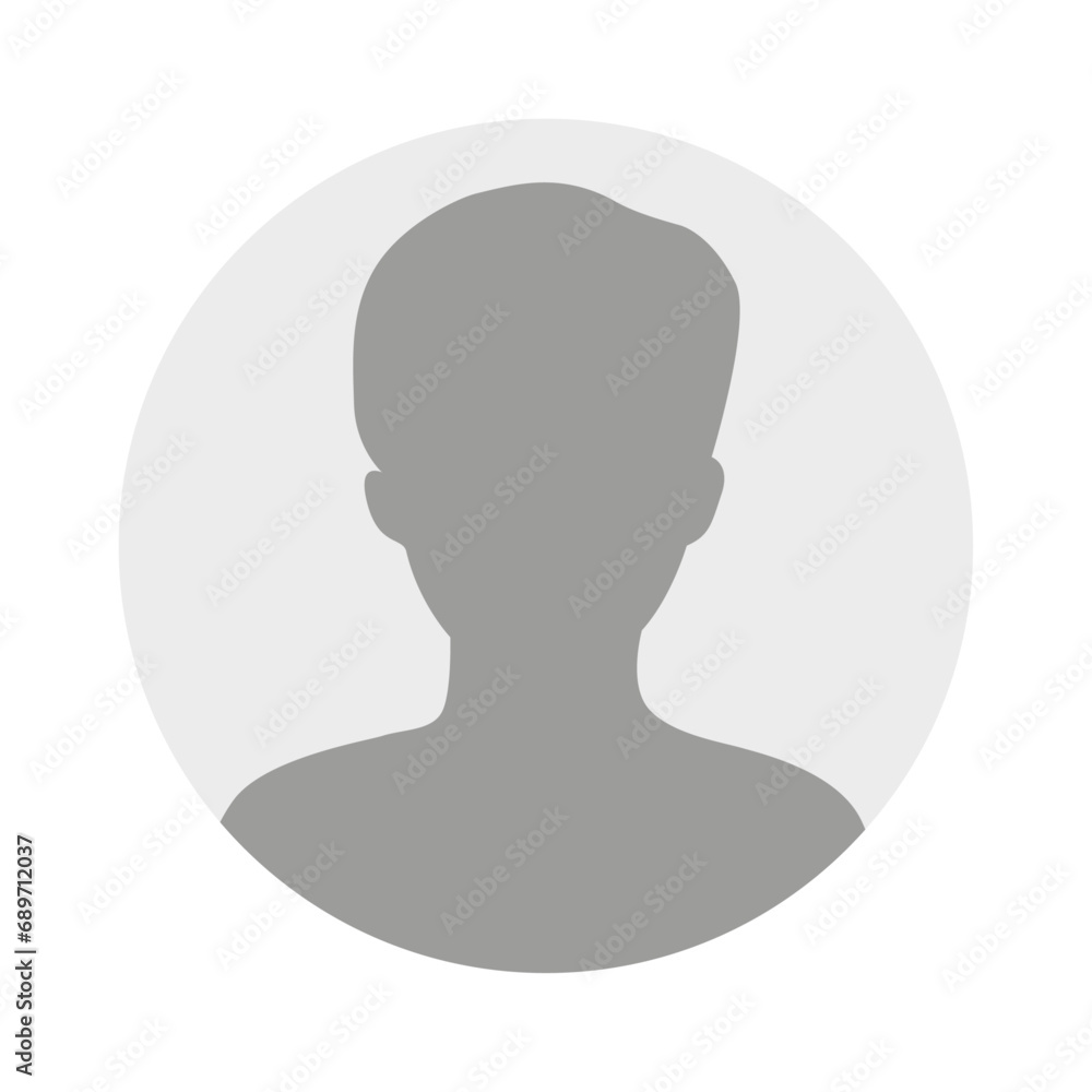 Vector flat illustration in grayscale. Avatar, user profile, person icon, profile picture. Business profile of a man. Suitable for social media profiles, icons, screensavers and as a template.