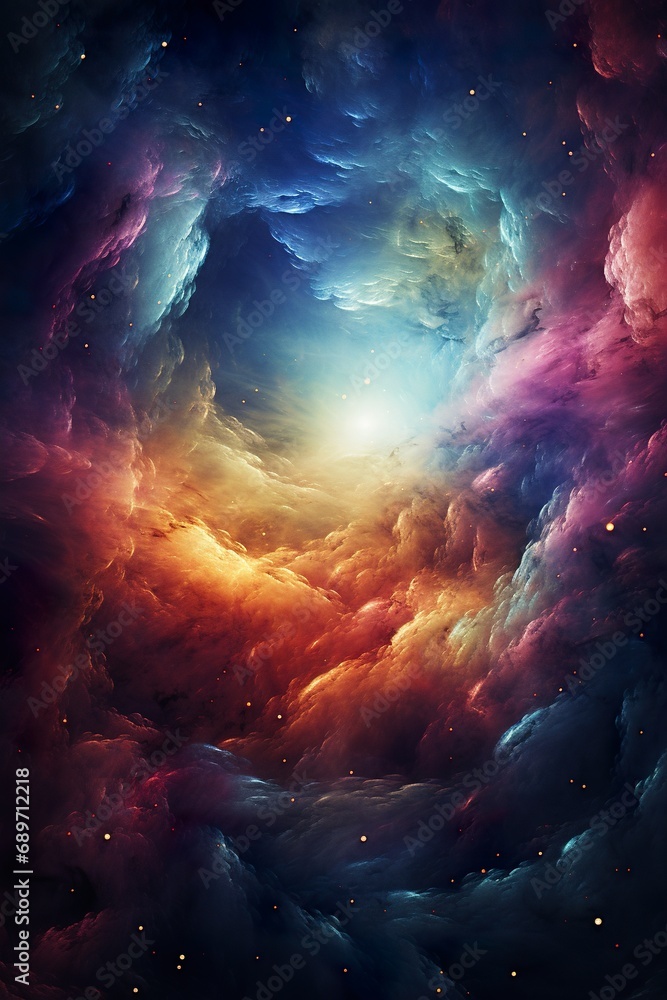 colorful outer space with shiny stars and nebulas, colourful cosmos with galaxies and constellations background - obrazy, fototapety, plakaty 