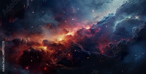 colorful outer space with shiny stars and nebulas, colourful cosmos with galaxies and constellations background