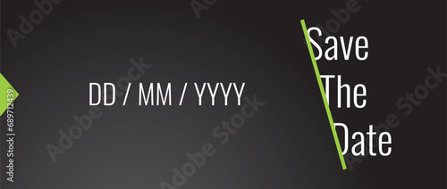 Save the date minimalistic banner. It can be used for business, marketing, and advertising. stylish text on a black background. Vector EPS 10 photo