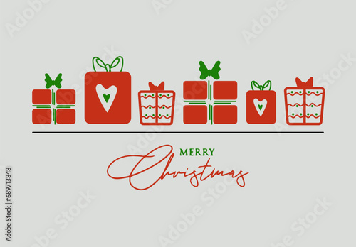 merry christmas background with red christmas gifts