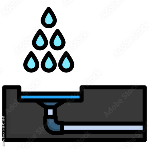 Shower Drain lineal multi color icon, related to plumbing service, water, oil and gas.