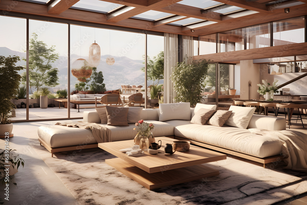 Luxurious Mansion Lounge A Stunning Interior View of a Spacious Room