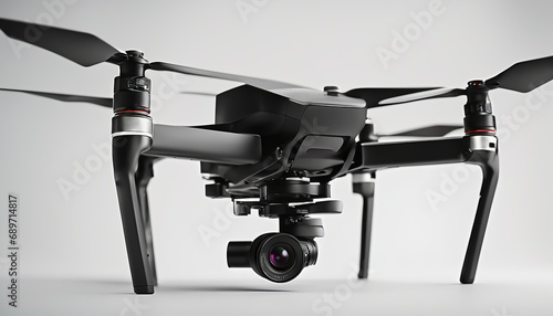 Aerial drone quadcopter with digital camera. Flying aerial drone with remote control. AI generated photo