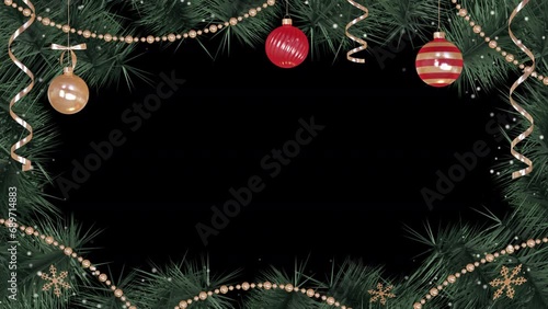 Christmas and New Year frame with festive decorations