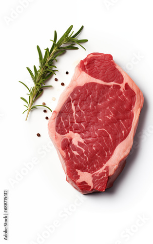 A fresh cut steak on a white background