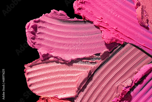 Wallpaper Mural Lipstick pink red orange palette smudge background texture isolated on black background Torontodigital.ca