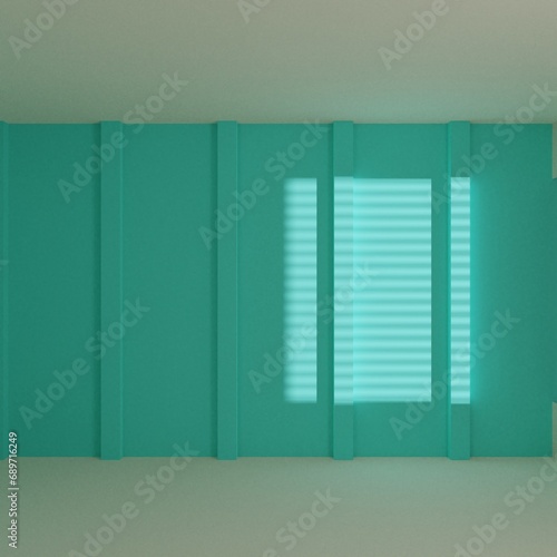 empty room with window shadow, 3D rendering
