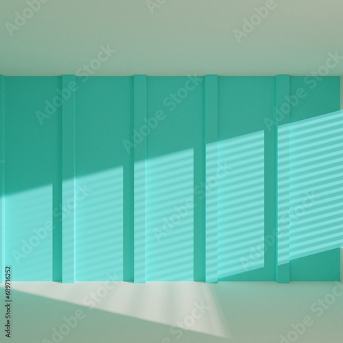 empty room with window shadow, 3D rendering