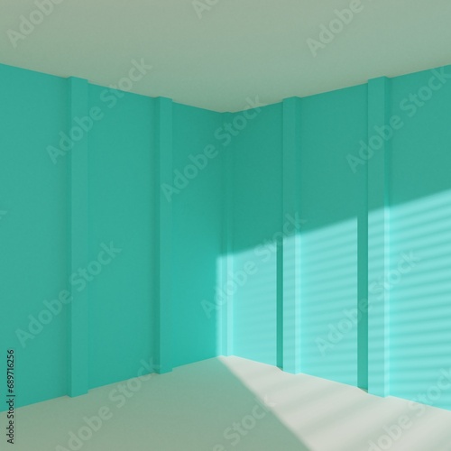 empty room with window shadow, 3D rendering