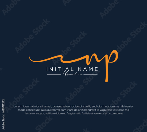 np n p initial letter handwriting and signature logo