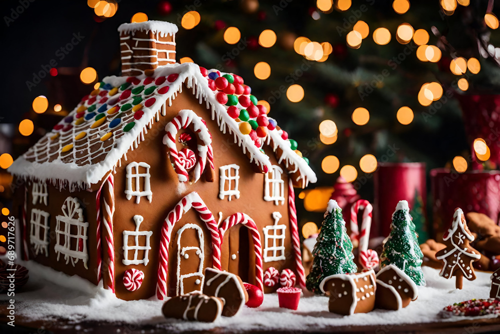 A Confectionary Feast for the Eyes: Unveiling the Exquisite Detail of a Christmas-Themed Gingerbread House
Generative AI A Confectionary Feast for the Eyes: Unveiling the Exquisite Detail of a Christmas-Themed Gingerbread House
Generative AI