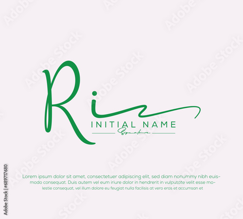 ri r i initial letter handwriting and signature logo