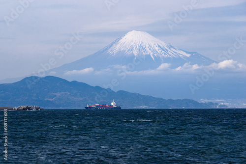 Mt. Fuji Overlooking Suruga Bay in Shizuoka, Japan photo