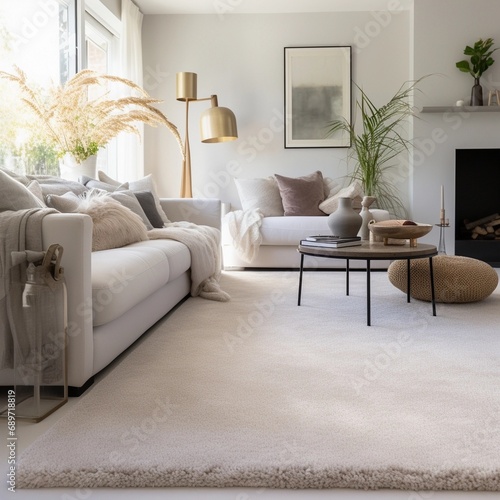 Close up of a beautiful carpet in the living room in a light colours