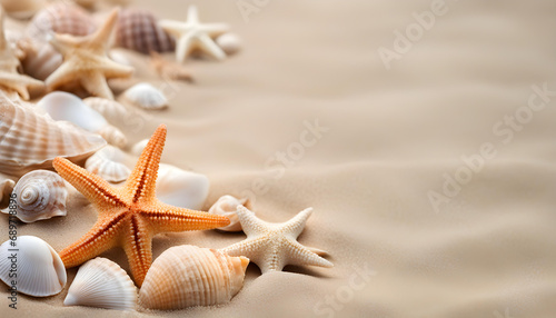 seashells and starfish on the sand