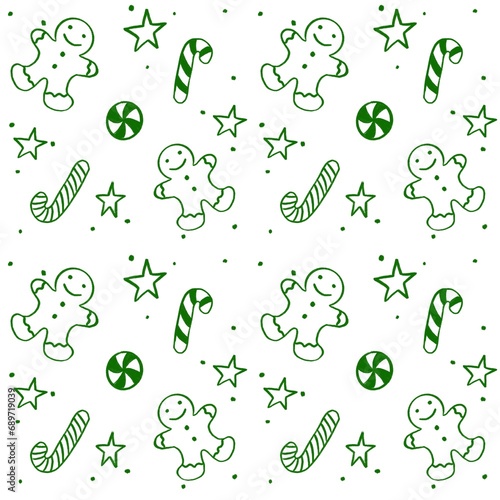 Christmas doodle seamless pattern background 