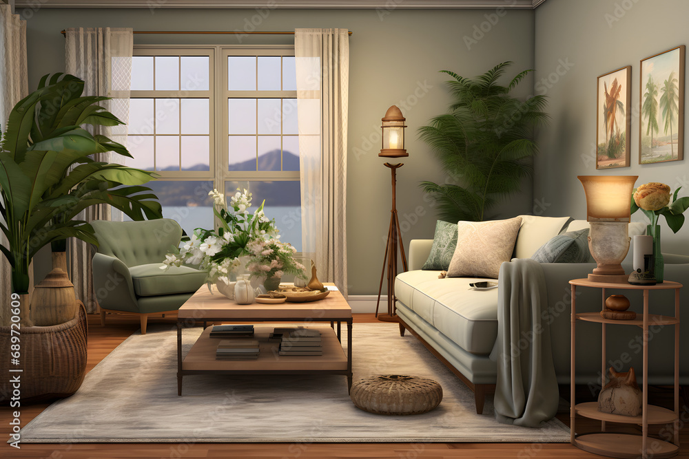 Natural Light Haven: A Bright and Spacious Living Room with Stylish Furniture, Offering a Relaxing and Inviting Ambiance.
