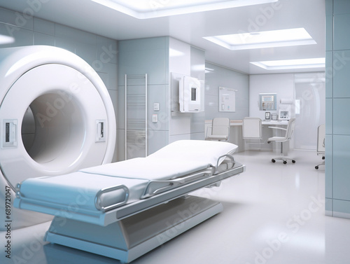 3d render of a modern x-ray room with medical equipment