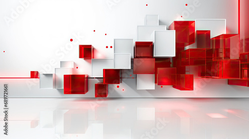 red cubic sculpture on whit...