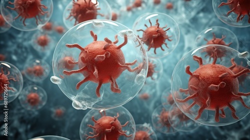 Red microbiology background ideal for science backdrops