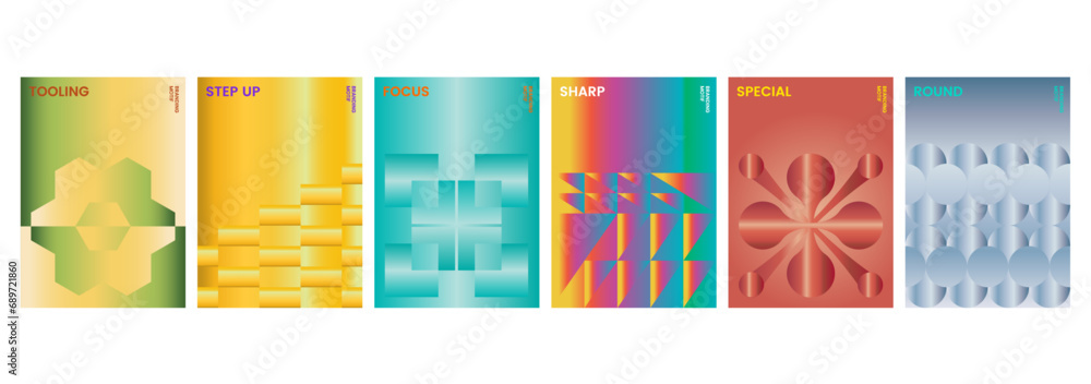 Gradient shape art Graphic design vector template set elegant unique book cover printing leaflet card brochure banner poster editorial layout background geometric abstract concept groove
 - obrazy, fototapety, plakaty 