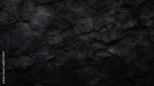 Black abstract background. Dark rock texture. Black stone background with copy space for design. Web banner. Wide. Panoramic. photo